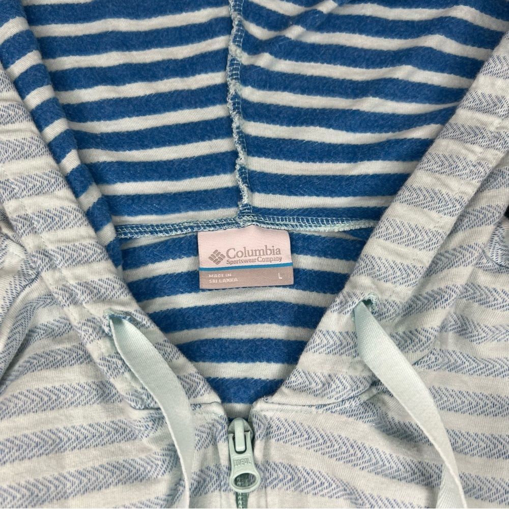 Columbia Sweatshirt Women's: Large Full Zip‎ Hoodie Striped Blue - Picture 3 of 4
